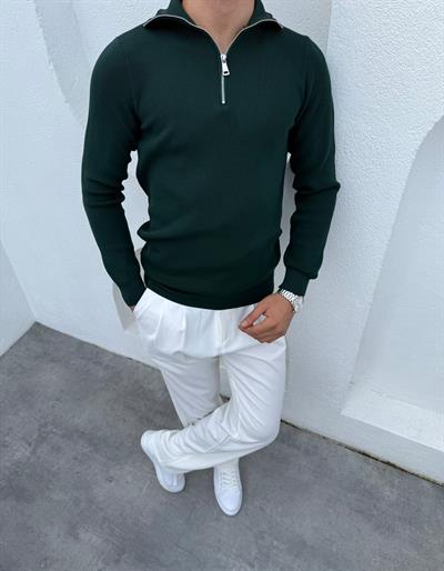 Örme Tam Boğaz Triko Yeşil