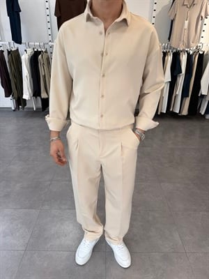 Oversize Duble Takım Bej
