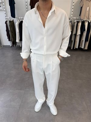 Oversize Duble Takım Beyaz