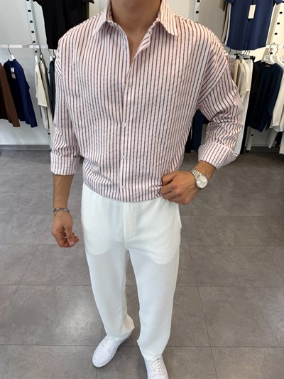 Oversize Jakar Gömlek Bordo