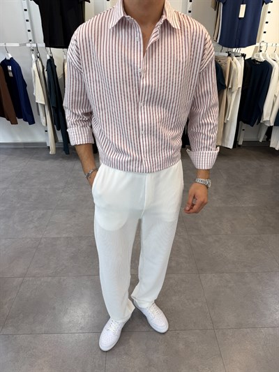 Oversize Jakar Gömlek Bordo