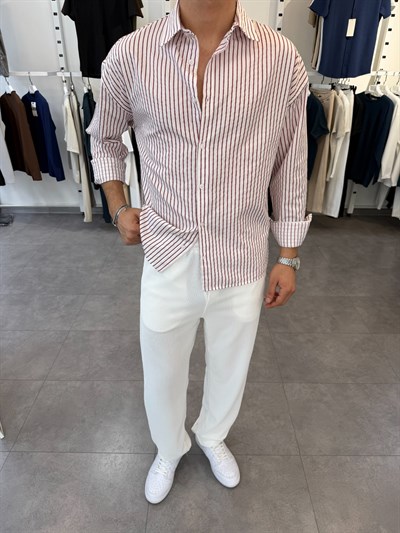 Oversize Jakar Gömlek Bordo