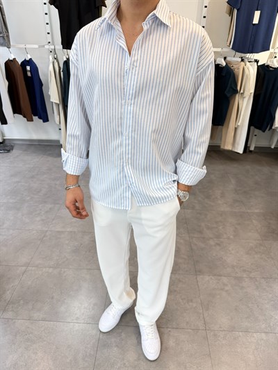 Oversize Jakar Gömlek Mavi