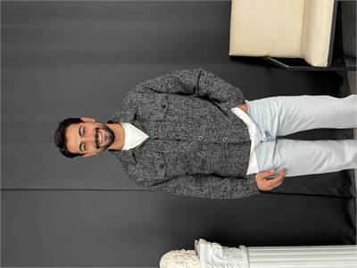 Oversize Kalıp Jakar Kumaş Astarlı Ceket Antrasit