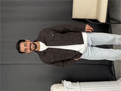 Oversize Kalıp Jakar Kumaş Astarlı Ceket Kahve