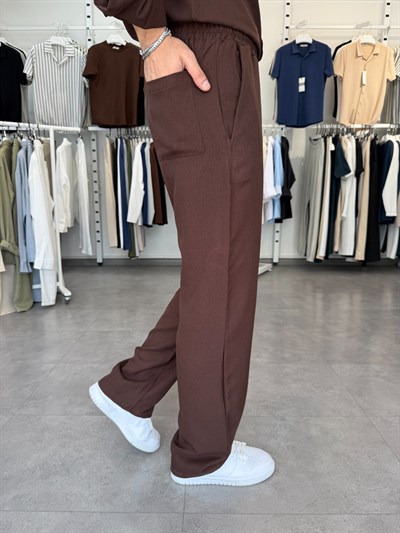 Oversize Keten Takım Acı Kahve
