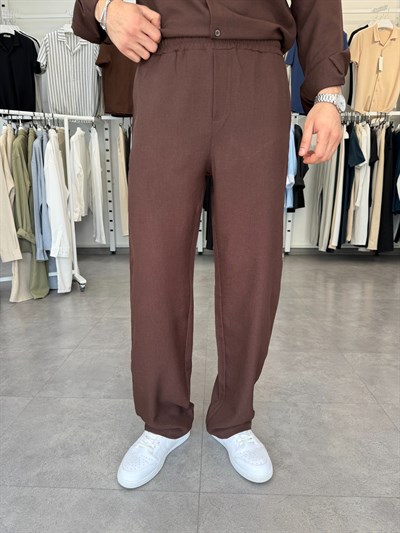 Oversize Keten Takım Acı Kahve