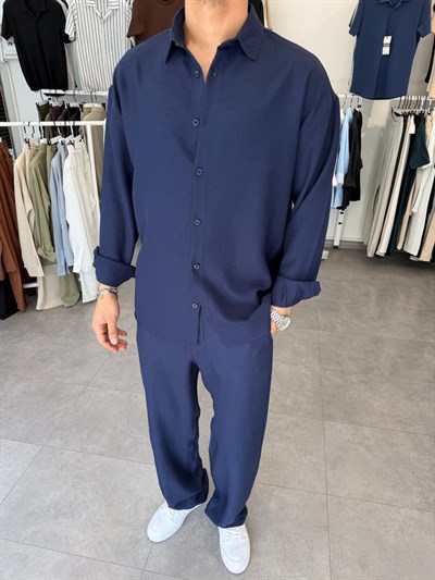 Oversize Keten Takım Lacivert