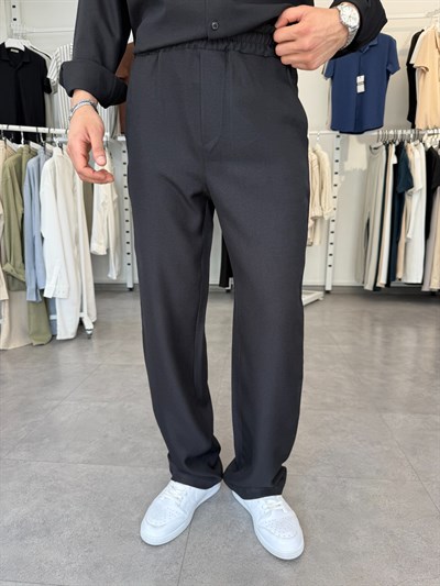 Oversize Keten Takım Siyah