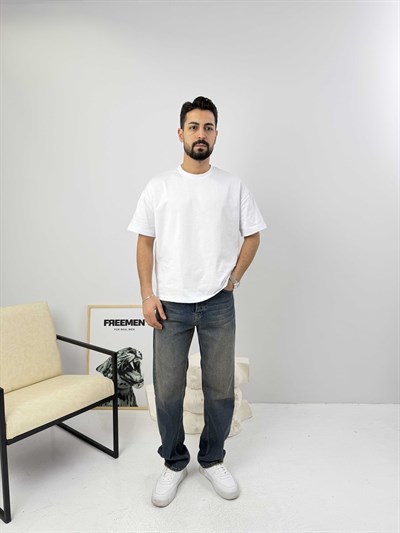 Oversize  Pamuk Tişört Beyaz