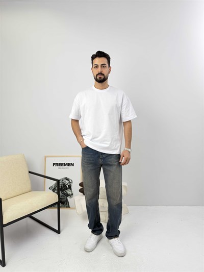 Oversize  Pamuk Tişört Beyaz