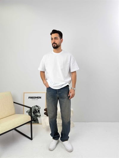 Oversize  Pamuk Tişört Beyaz