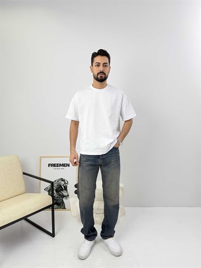 Oversize  Pamuk Tişört Beyaz