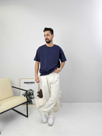 Oversize  Pamuk Tişört Lacivert