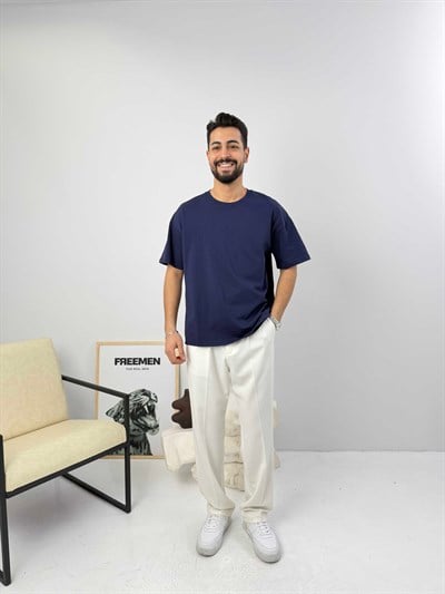 Oversize  Pamuk Tişört Lacivert