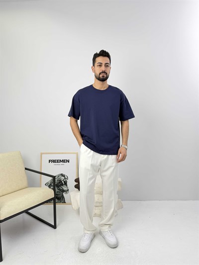 Oversize  Pamuk Tişört Lacivert