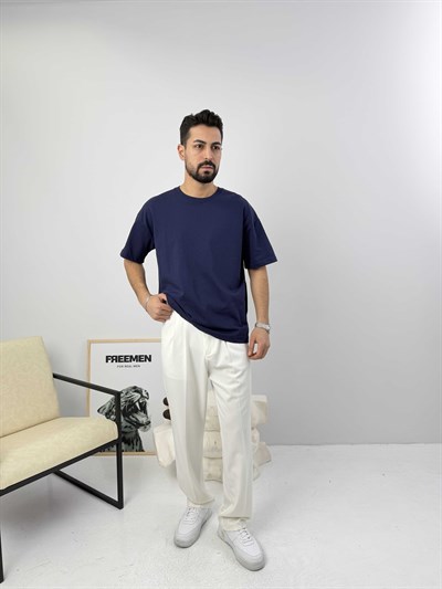 Oversize  Pamuk Tişört Lacivert