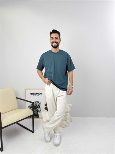 Oversize  Pamuk Tişört Petrol Yeşili