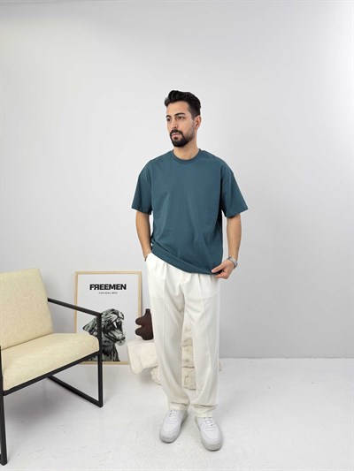 Oversize  Pamuk Tişört Petrol Yeşili