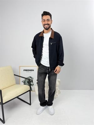 Oversize Premium Gabardin Ceket Lacivert