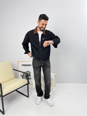 Oversize Premium Gabardin Ceket Lacivert