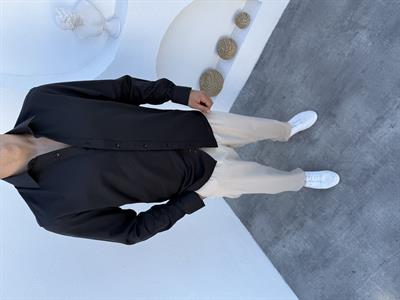 Oxford Pamuklu İtalyan Yaka Standart Kalıp Gömlek Siyah