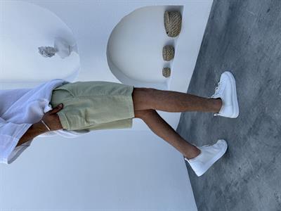 Pamuklu Müslin Keten Şort mint yeşil