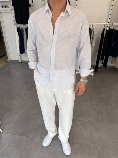 Pamuklu Oversize İkonik Gömlek Beyaz