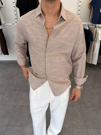 Pamuklu Oversize İkonik Gömlek Kahve