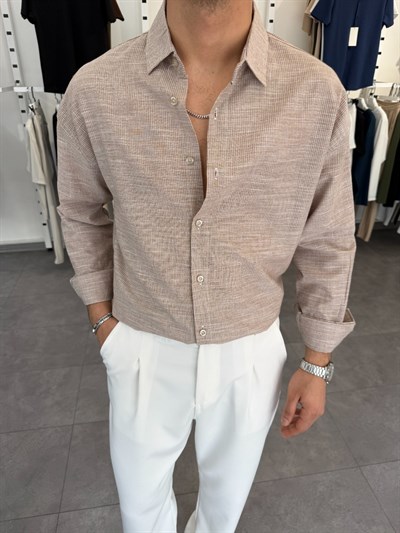 Pamuklu Oversize İkonik Gömlek Kahve