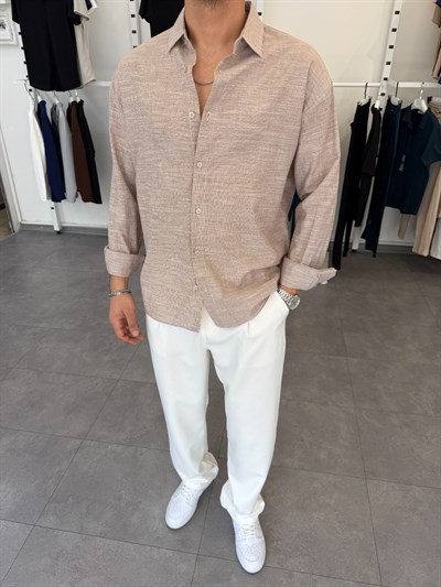 Pamuklu Oversize İkonik Gömlek Kahve