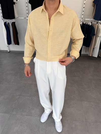 Pamuklu Oversize İkonik Gömlek Sarı