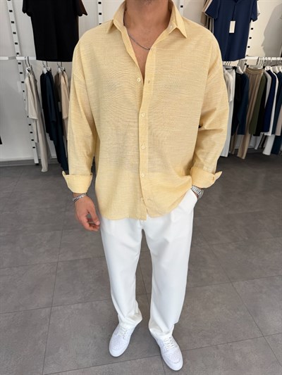 Pamuklu Oversize İkonik Gömlek Sarı