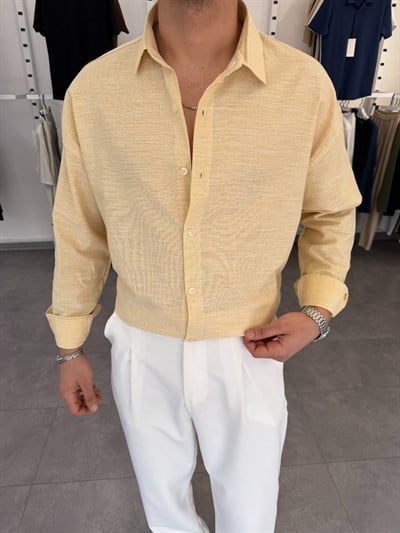 Pamuklu Oversize İkonik Gömlek Sarı