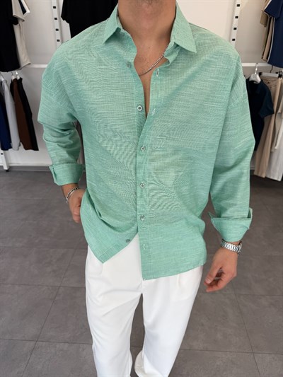 Pamuklu Oversize İkonik Gömlek Yeşil