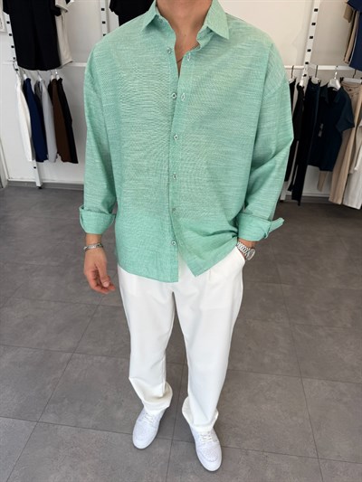 Pamuklu Oversize İkonik Gömlek Yeşil