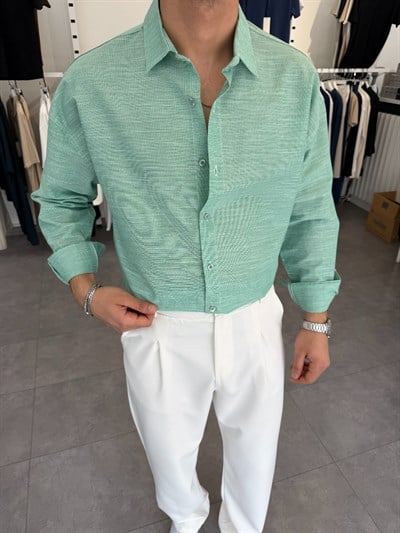 Pamuklu Oversize İkonik Gömlek Yeşil