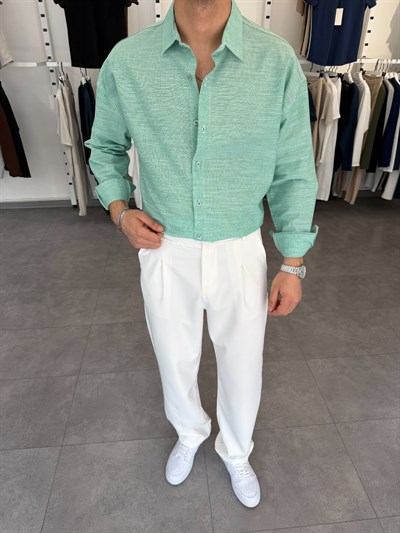 Pamuklu Oversize İkonik Gömlek Yeşil