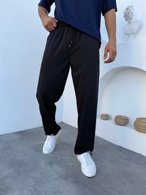 Paraşüt Kumaş Paça Ayarlanabilir Likralı Baggy Eşofman Siyah
