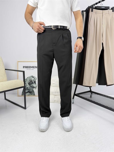 Pileli Premium Baggy Kumaş Pantolon Antrasit