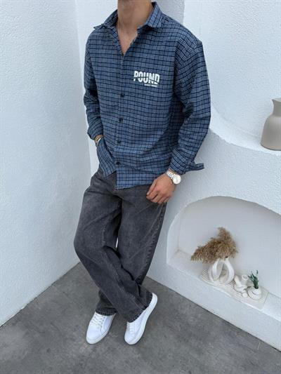 Pound Baskı Gömlek- Süper Baggy Jean Takım Lacivert