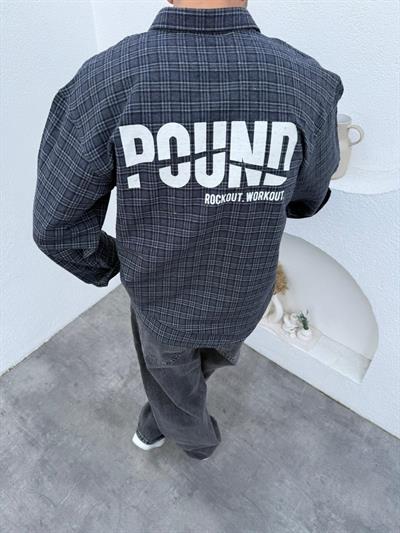 POUND Sırt Baskılı Oversize Gömlek Haki Yeşili