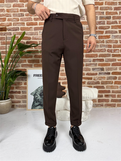 Premium Boyfriend Kumaş Pantolon Acı Kahve