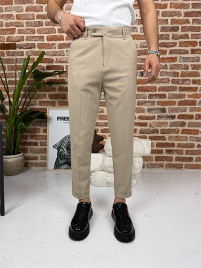 Premium Boyfriend Kumaş Pantolon Bej