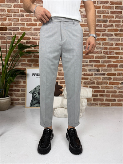 Premium Boyfriend Kumaş Pantolon Gri