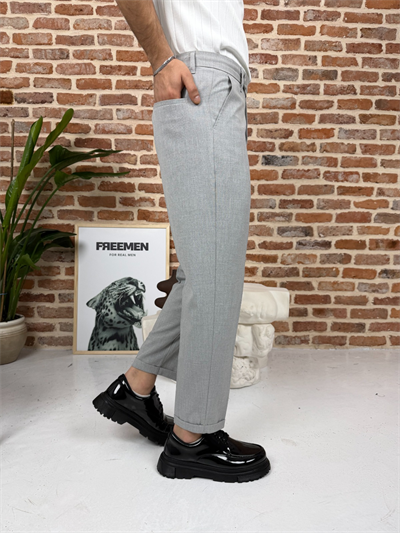 Premium Boyfriend Kumaş Pantolon Gri