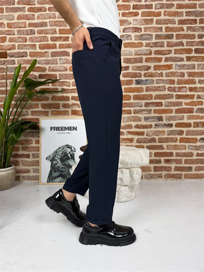 Premium Boyfriend Kumaş Pantolon Lacivert