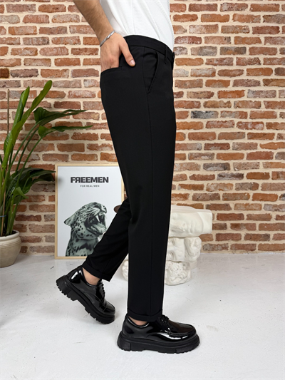 Premium Boyfriend Kumaş Pantolon Siyah