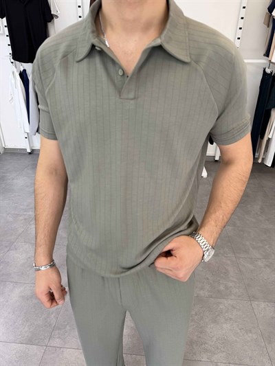 Premium Çizgili Oysho Takım Haki