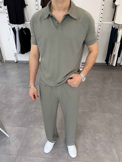 Premium Çizgili Oysho Takım Haki